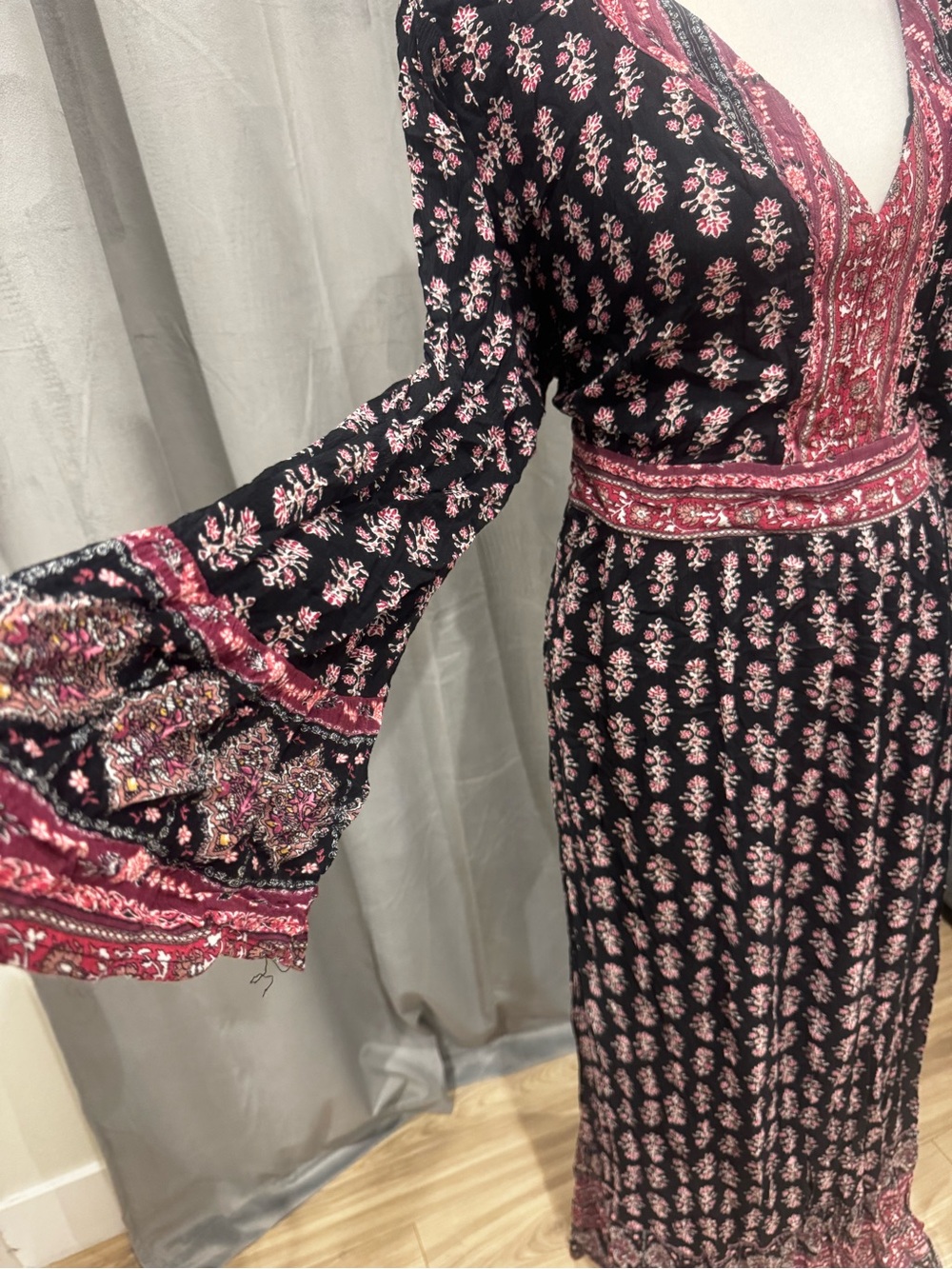 Knox Rose Black & Burgundy Floral Maxi Dress – XL